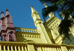 ex-church, now pink and yellow cultural center
