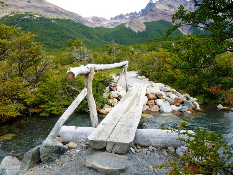 log bridge, fancy with a handrail