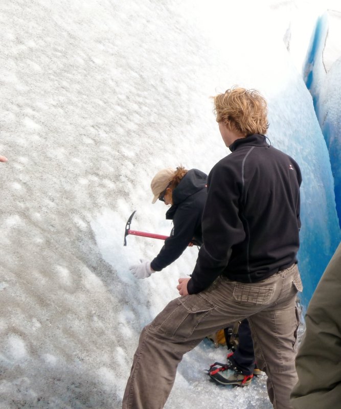 chipping the glacier for our Baileys