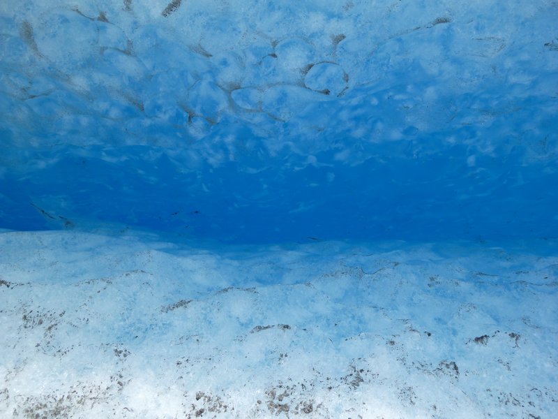 down a watery-looking crevasse