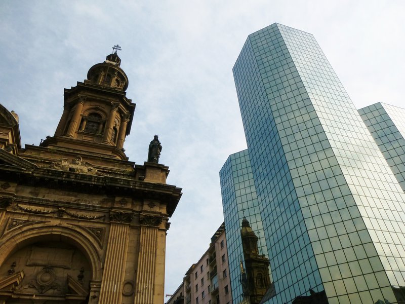  fine juxtapositions--cathedral & modern glass tower