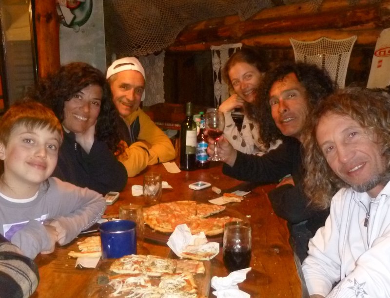 dinner at Refugio Caniche--friends and family