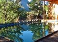 refuge's  backyard pool &  sauna