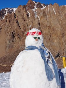 snowman in front of the Penitentes