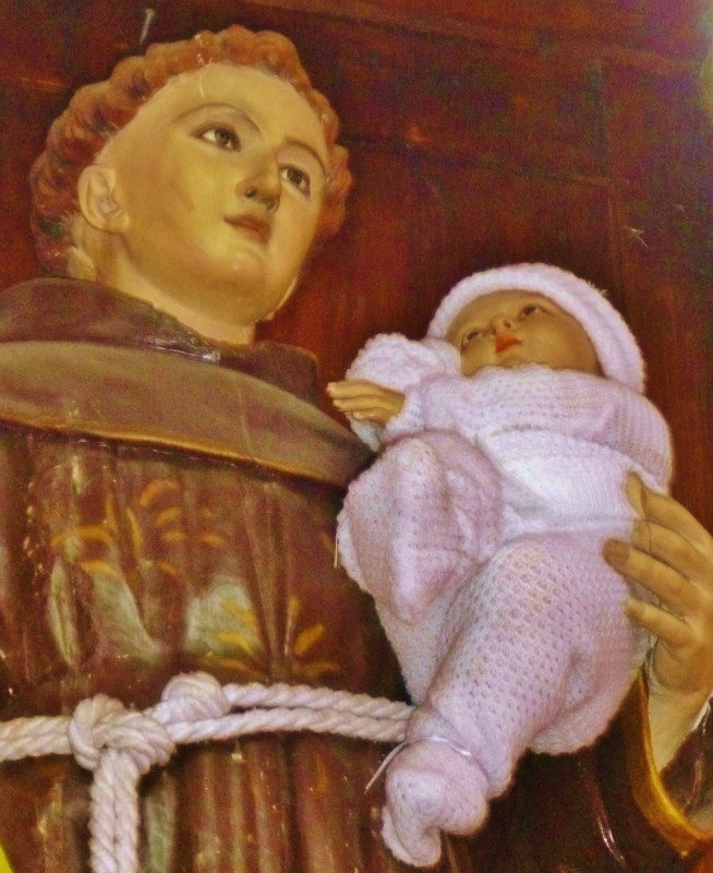 St Anthony and bundled up baby Jesus