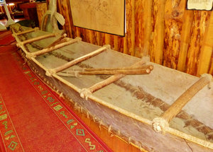 an indigenous canoe in museum