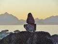  zen cairn on lake--Bariloche