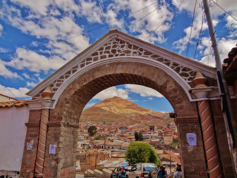 looking through old city gate to Cerro Rico