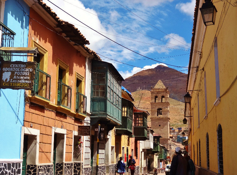 street with Cerro Rico and the tower of San Francisco
