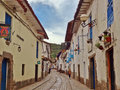 San Blas street with original Inca water channel