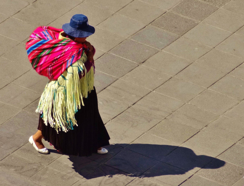 colorful "cholita," little indigenous woman of La Paz