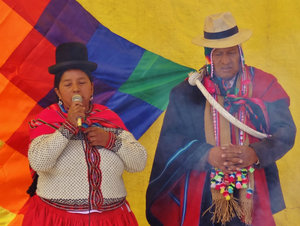 Aymara & Quechua speakers with inigenous flag