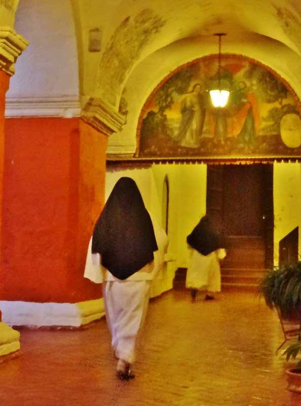 modern, pius nuns hurrying to mass