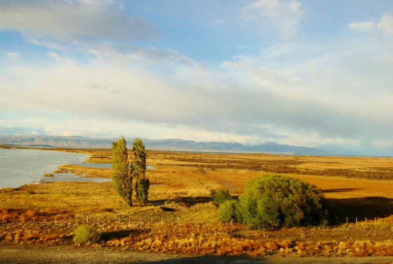 Patagonian steppe leading to town