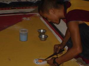 Making a sand mandala