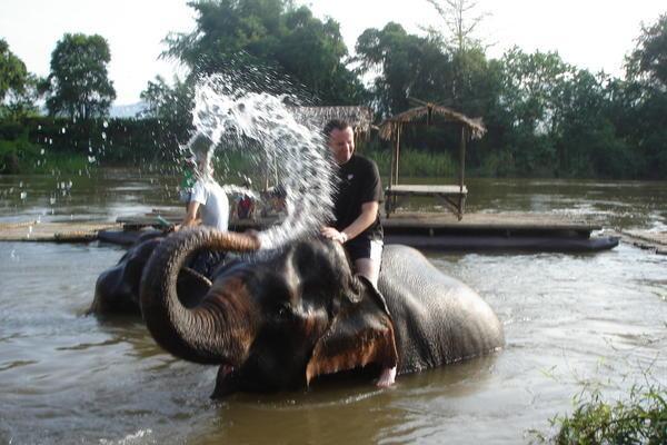 Elephant Shower on the  river Kwai