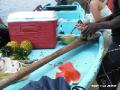 Fruit lunch and our  boat