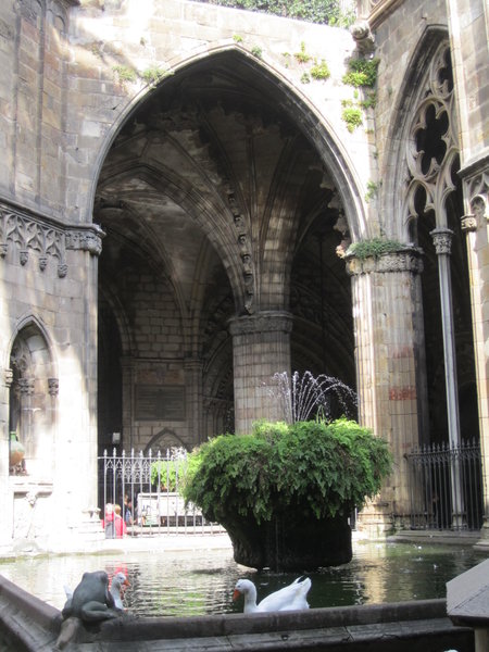 Courtyard inside Barcelona Cathedral