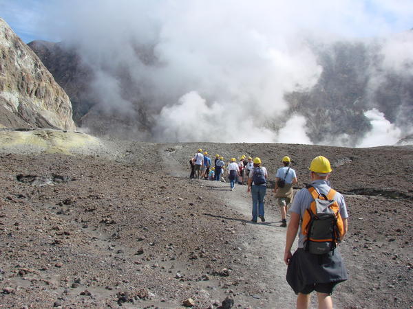 Walking into the crater