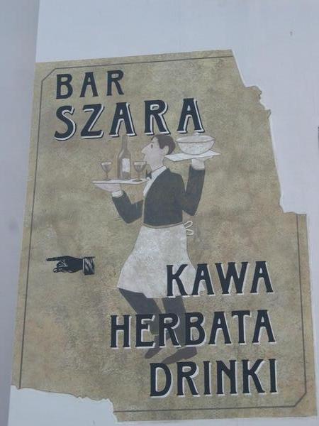 Szara Restaurant sign, Krakow