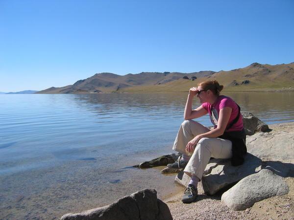 Abbie Contemplating View, White Lake, Mongolia