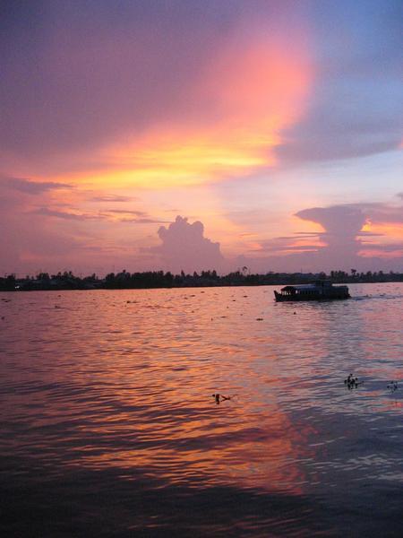 Sunset heading for Chau Doc, Mekong