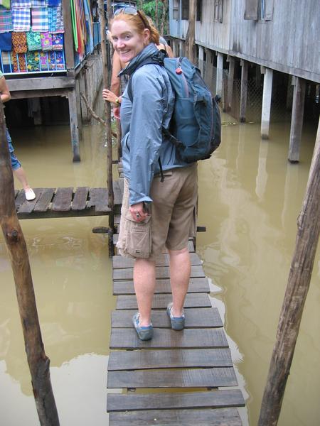 More slippery walkways, Cham village, Mekong