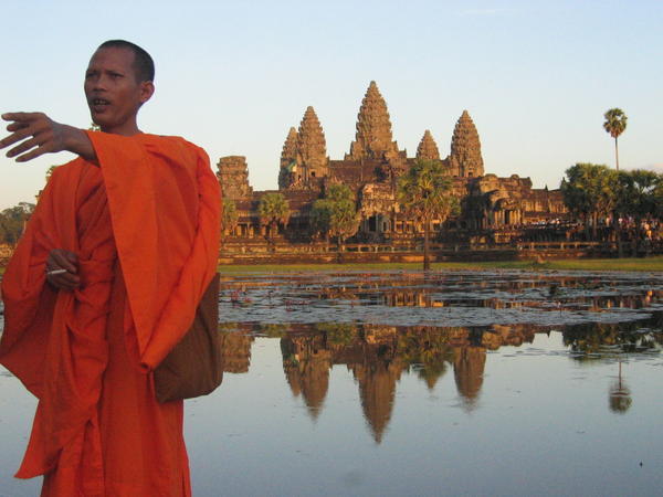Monk got in my shot, Angkor Wat, Just before sunset