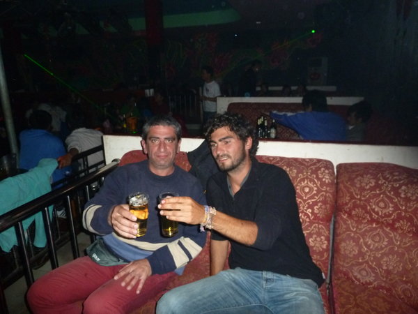 vale and me out for a drink in local disco in Nam Tha