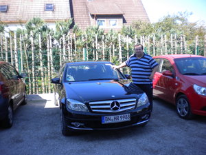 Wal with our Mercedes rental car