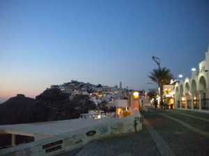 Santorini Fira township at dusk