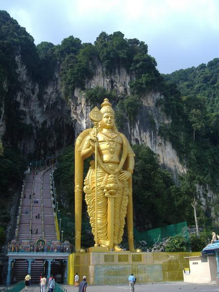Massive golden statue outside the Batu Caves