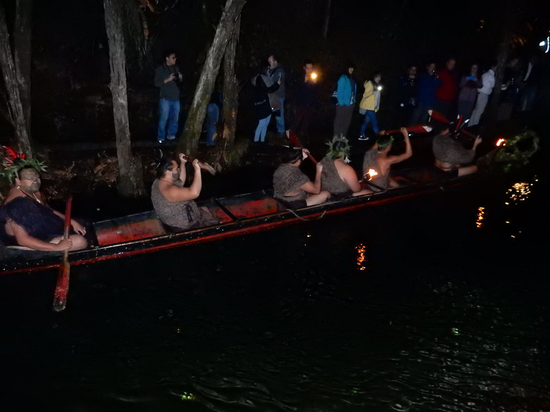 Maori arriving by canoe...