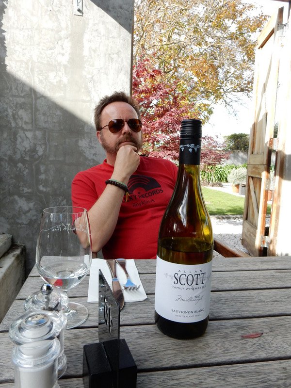 Sipping vino at Allan Scott Vineyard