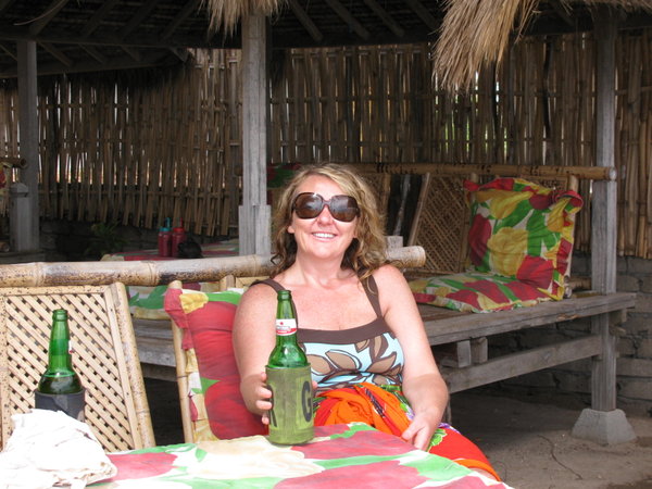 K at lunch on Gili Air