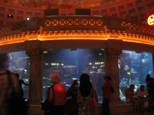 Cool aquarium inside a statue at Caesars