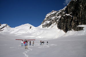 after a smooth landing on Ruth Glacier