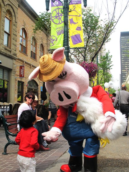 shaking hands with Piglet