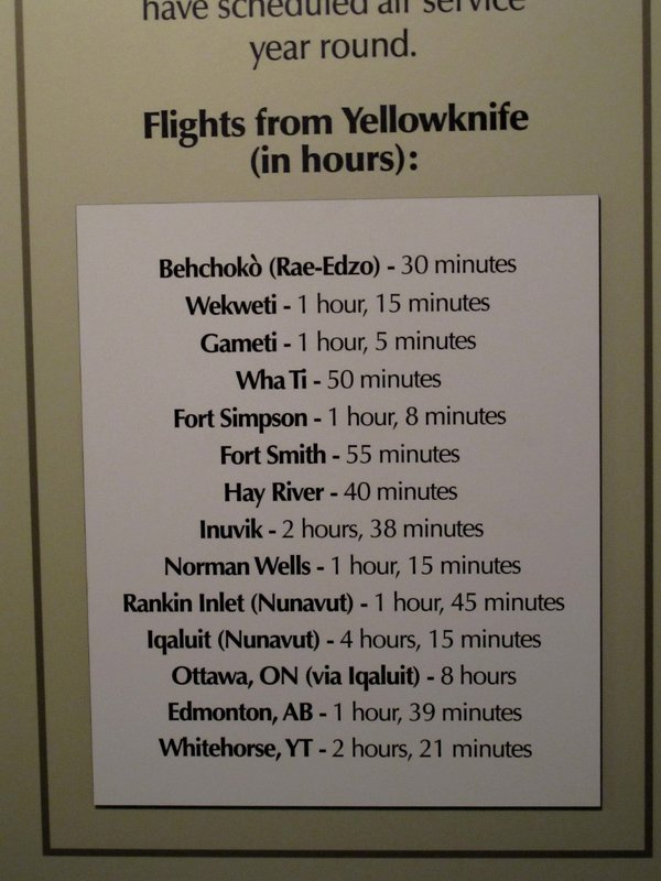 Flight departures from Yellowknife