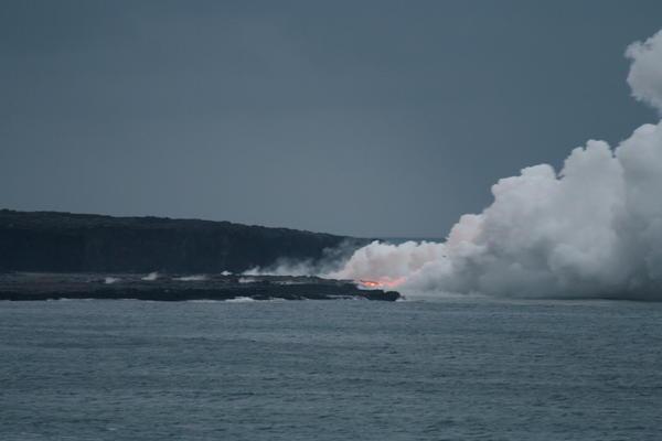 Lava from Pu'u 'O' o Vent joining the Ocean