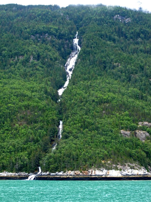 one of the many waterfalls on the ferry ride from Skagway to Haines, AK