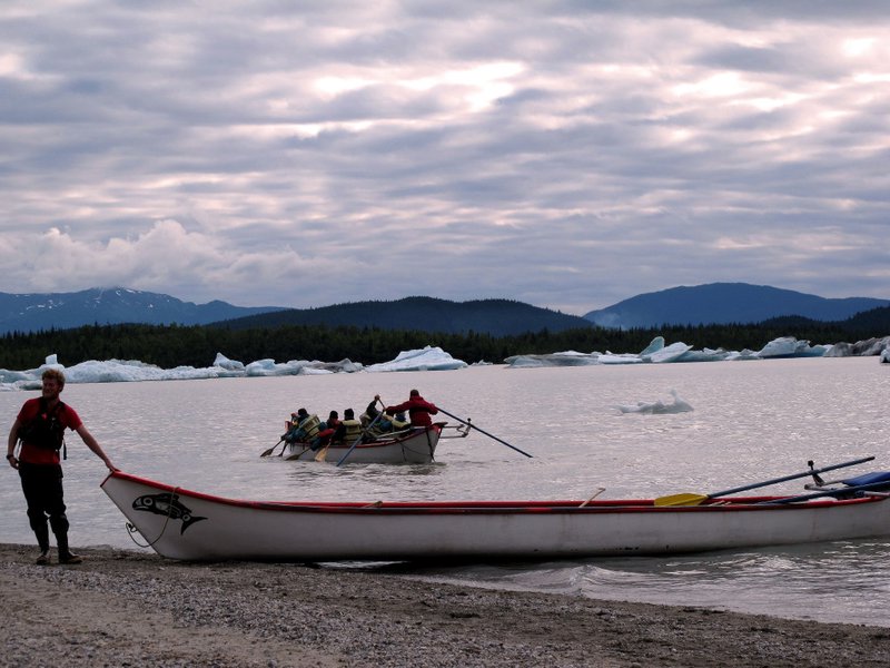 Canoeing the freezing waters of Mendenhall lake