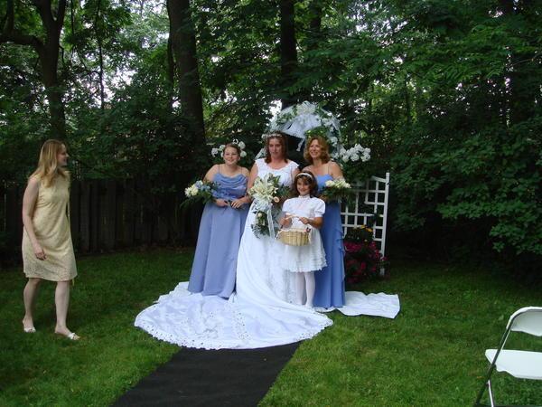 The Bride and Bridesmaids Posing for a Picture