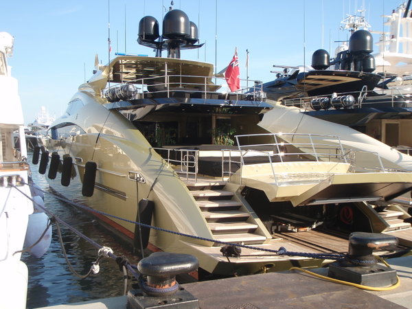 One of the numerous massive private boats in Monaco's harbour