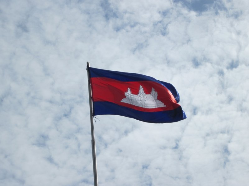 Cambodian flag, flying high