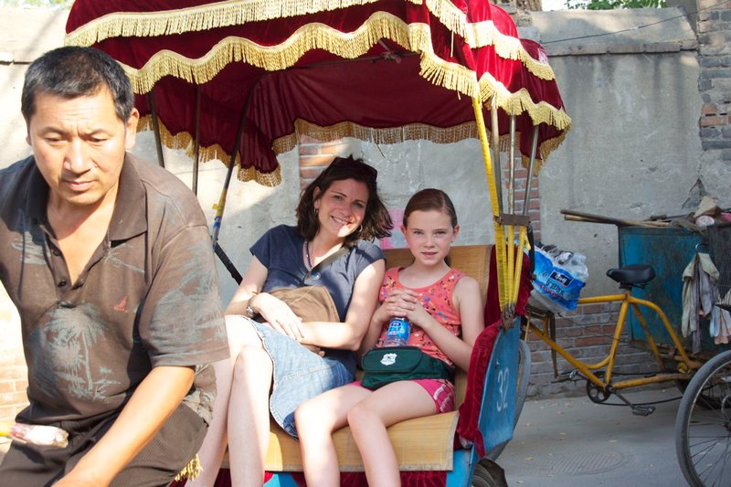 Emma and Shannon in the Rickshaw