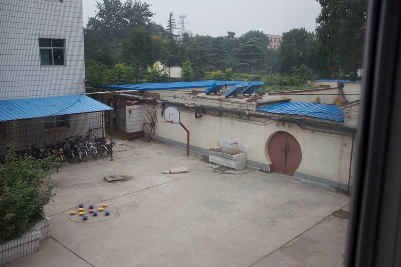 Looking down on the play area courtyard at the orphanage.