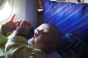 Baby Julia on the flight from Guangzhou to Los Angeles