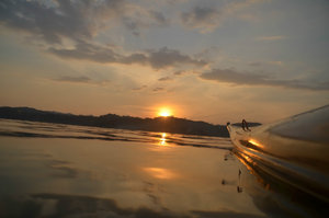 Kayaking in Sangklaburi at sunset