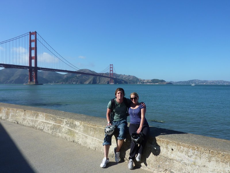 Biking the Golden Gate Bridge, taking a break!